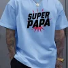 Super-Dad-Graphic-Tee-4.webp Super Dad Graphic Tee - Men'S Casual Summer T-Shirt with Soft Ribbed Collar, Slight Stretch, Perfect Father's Day Gift, Casual Summer Wear