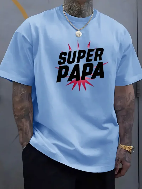 Super-Dad-Graphic-Tee-4.webp Super Dad Graphic Tee - Men'S Casual Summer T-Shirt with Soft Ribbed Collar, Slight Stretch, Perfect Father's Day Gift, Casual Summer Wear