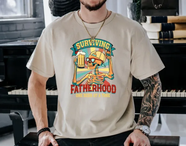 Surviving-Fatherhood-One-1.jpg Surviving Fatherhood One Beer at a Time Shirt, Retro Father's Day Gift, Coolest Daddy, Beer Lover Dad T-Shirt