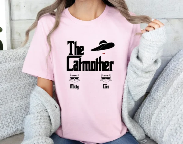 The Catmother T-Shirt, Cat Mum T Shirt, Cat Mama Tee, Cat Lovers Top, Funny Cat Mum T-shirt, Personalized Cat Names Tee
