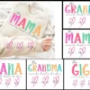 This Mama/Grandma/Nana Wears Her Heart On Her Sleeve, Custom Mama with Name Kids Sweatshirt-  The Best Mothers Day Gift