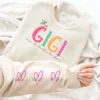 This Mama/Grandma/Nana Wears Her Heart On Her Sleeve, Custom Mama with Name Kids Sweatshirt-  The Best Mothers Day Gift