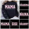 This Mama/Grandma/Nana/Gigi Wears Her Heart On Her Sleeve, Custom Mama with Name Kids Sweatshirt-  The Best Mothers Day Gift