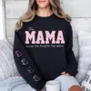 This Mama/Grandma/Nana/Gigi Wears Her Heart On Her Sleeve, Custom Mama with Name Kids Sweatshirt-  The Best Mothers Day Gift