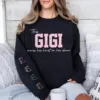 This Mama/Grandma/Nana/Gigi Wears Her Heart On Her Sleeve, Custom Mama with Name Kids Sweatshirt-  The Best Mothers Day Gift
