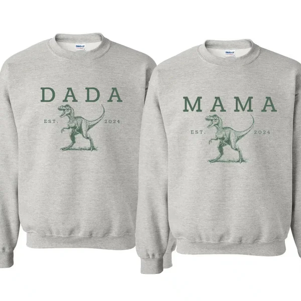 Two Rex Mommy and Me Crewneck, Dinosaur Custom Rex Sweatshirt, Mother's Day, Father's Day, Couple Matching Sweatshirt, The Best Family Holiday Gift