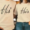 Unisex-CoupleS-His-Hers-Print-T-Shirt-3.webp Couple Matching T-Shirt With His And Her Print Design, The Best Family Matching Gift