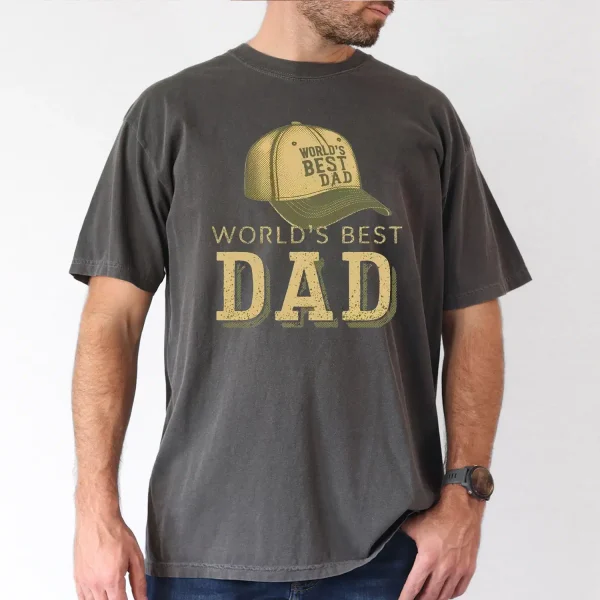 World's Best Dad With Hat Design T-Shirt, The Best Father's Day Gift