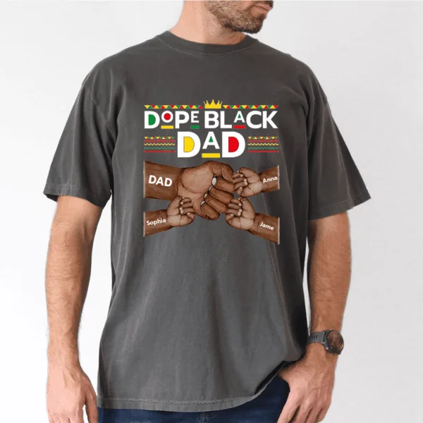 Dope Black Dad Shirt, Personalized Kids' Names Father's Day Gift