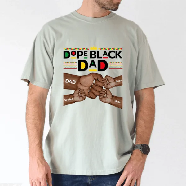 Dope Black Dad Shirt, Personalized Kids' Names Father's Day Gift