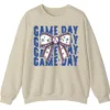 12 (2) Game Day Baseball Bow Sweatshirt, Softball Star Ribbon Crewneck, Vintage Sports Fan Pullover, American Flag Bow