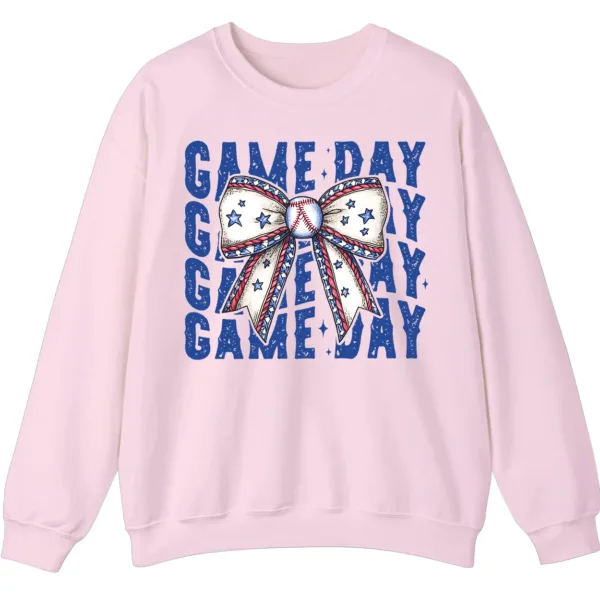 12 (3) Game Day Baseball Bow Sweatshirt, Softball Star Ribbon Crewneck, Vintage Sports Fan Pullover, American Flag Bow