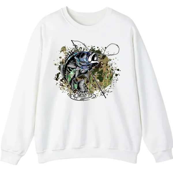 5.0 Largemouth Bass Fishing Sweatshirt - Camo Splash Art Crewneck