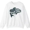 5.0 Patriotic Bass Fishing Crewneck Sweatshirt - USA Flag Fish Graphic