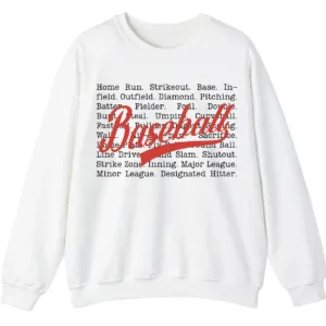 Baseball Terms Sweatshirt - Typographic Word List Crewneck Gift