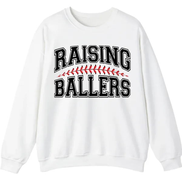 5.0 Raising Ballers Sweatshirt, Baseball Mom Crewneck, Softball Game Day Pullover, Sports Parent Gift