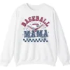5.0 Distressed Baseball Mama Sweatshirt, Retro Game Day Crewneck, Checkered Softball Mom Pullover
