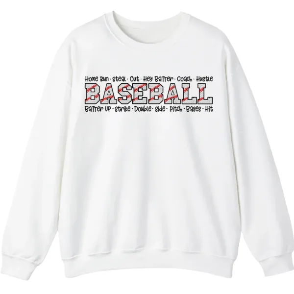 Baseball Word Cloud Sweatshirt, Game Day Coach Player Crewneck, Home Run Steal Batter Up Pullover, Sports Fan Gift