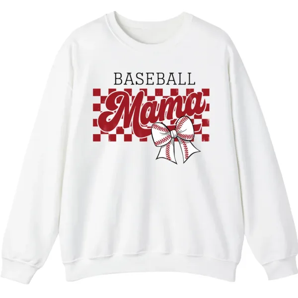 5.0 Distressed Checkered Baseball Mama Sweatshirt, Bow Pullover, Vintage Game Day Sports Mom Crewneck