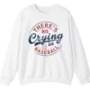 There's No Crying in Baseball Movie Quote Sweatshirt, Distressed Vintage Game Day Crewneck, Funny Sports Fan Pullover