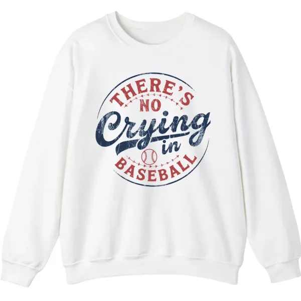 There's No Crying in Baseball Movie Quote Sweatshirt, Distressed Vintage Game Day Crewneck, Funny Sports Fan Pullover