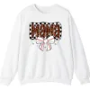5.0 Leopard Mama Baseball Bow Sweatshirt, Checkered Cheetah Sports Mom Crewneck, Game Day Mom Gift Pullover