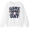 5.0 Game Day Plaid Bow Baseball Sweatshirt, Black White Checkered Ribbon Crewneck, Sports Lover Vintage Pullover