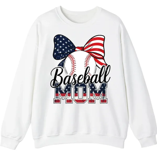 5.0 Baseball Mom Sweatshirt, Game Day Sports Mom Pullover, American Flag Bow Crewneck