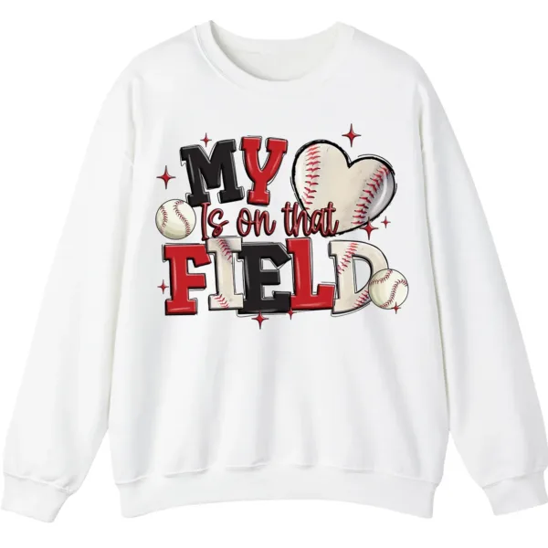 5.0 My Heart Is On That Field Baseball Crewneck Sweatshirt
