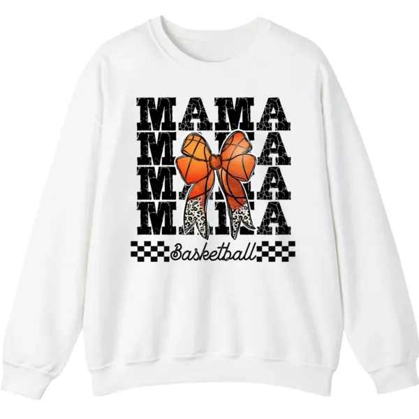 5.0 Basketball Mama Leopard Print Bow Crewneck Sweatshirt