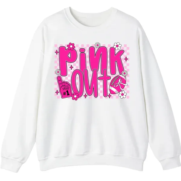5.0 Pink Out Football Breast Cancer Fighter Support Crewneck