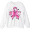 5.0 FIGHT Breast Cancer Warrior Pink Ribbon Crewneck Sweatshirt