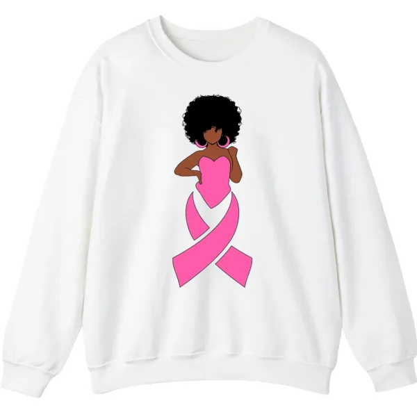 Black Queen Pink Ribbon Breast Cancer Fighter Crewneck Sweatshirt