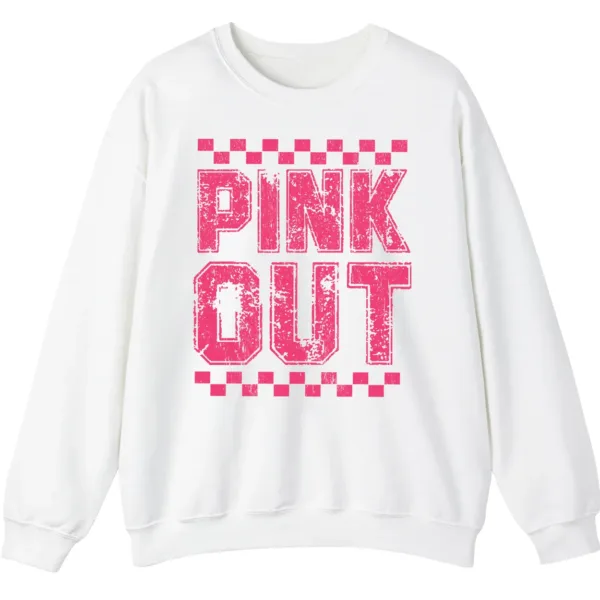 Pink Out Football Game Day Sweatshirt, Breast Cancer Awareness Cheerleading Pink Football Crewneck