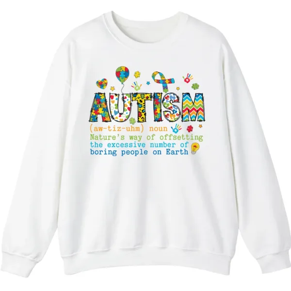 5.0 Funny Autism Definition Sweatshirt, "Offsetting Boring People" Sarcastic Crewneck Gift