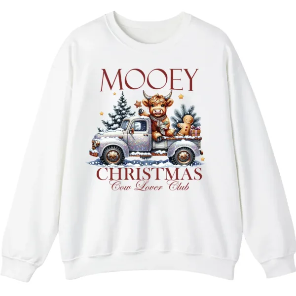 Mooey Christmas Highland Cow Truck Sweatshirt