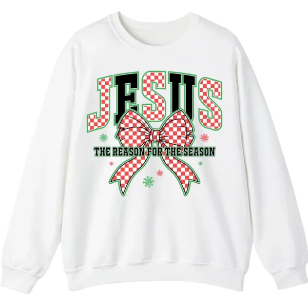 Jesus The Reason Plaid Bow Christmas Sweatshirt