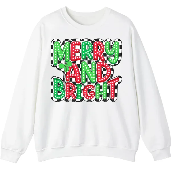 Merry And Bright Checkerboard Christmas Sweatshirt
