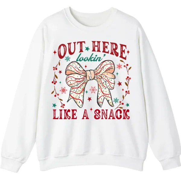 5.0 Out Here Lookin' Like A Snack Christmas Bow Sweatshirt - Funny Holiday Crewneck