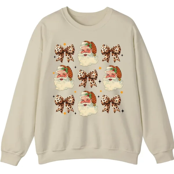 Leopard Print Bows & Santa Christmas Sweatshirt