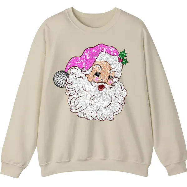 Sparkly Pink Disco Santa Claus Sweatshirt