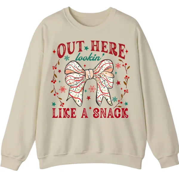 5.1 Out Here Lookin' Like A Snack Christmas Bow Sweatshirt - Funny Holiday Crewneck