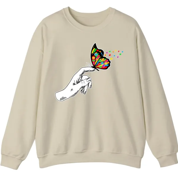 5.1 Puzzle Piece Butterfly Autism Acceptance Shirt, Hand Holding Butterfly Support Gift