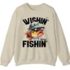 5.1 Wishin' I Was Fishin' Crewneck Sweatshirt - Funny Fishing Gift