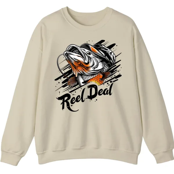 5.1 "Reel Deal" Fishing Crewneck Sweatshirt - Funny Bass Angler Pun
