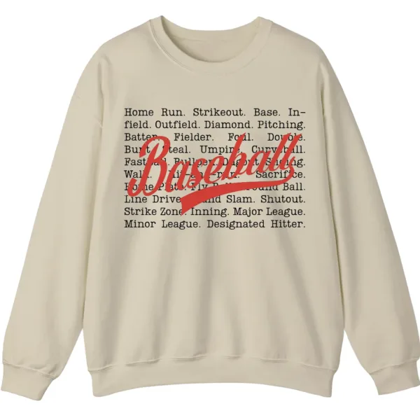 5.1 Baseball Terms Sweatshirt - Typographic Word List Crewneck Gift
