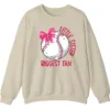 5.1 Little Sister Biggest Fan Baseball Softball Sweatshirt, Pink Bow Game Day Crewneck, Sibling Sports Support Gift Pullover