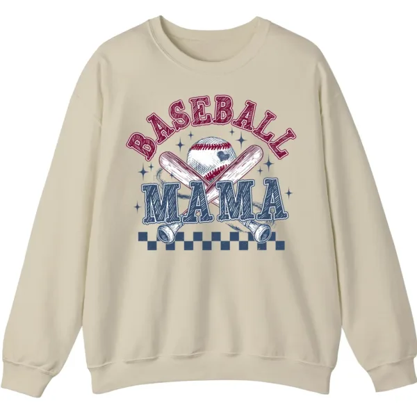 5.1 Distressed Baseball Mama Sweatshirt, Retro Game Day Crewneck, Checkered Softball Mom Pullover