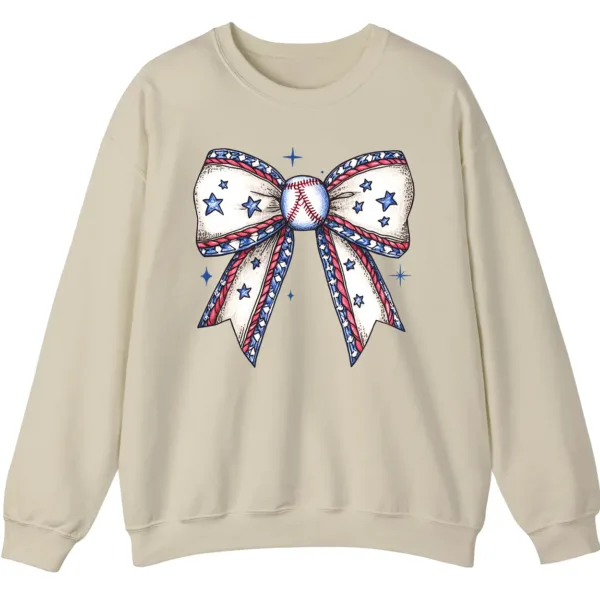 5.1 Baseball Bow Sweatshirt, Game Day Crewneck, American Flag Sports Mom Pullover