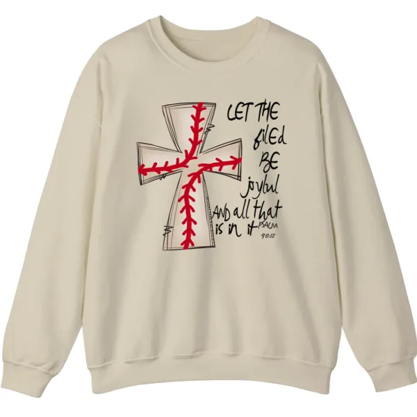 Baseball Cross Psalm 96:12 Sweatshirt, Christian Game Day Crewneck, Religious Sports Pullover, Faith and Baseball Fan Gift